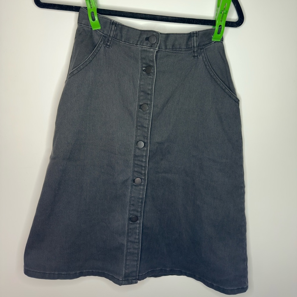 Uniqlo Matte Gray Button-Front Jean Skirt - Bought in Japan